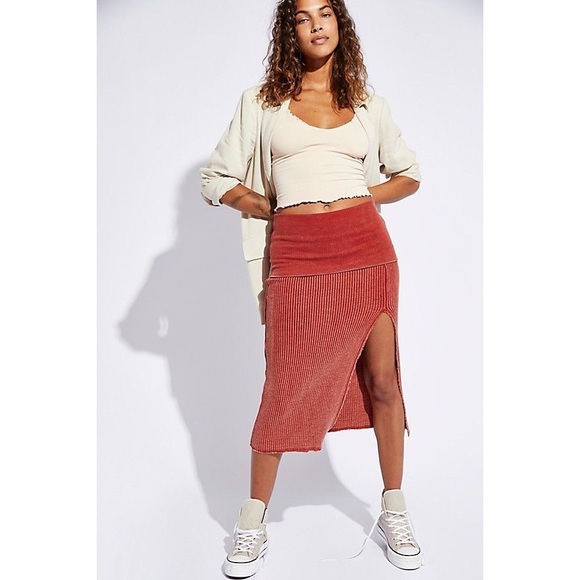 Free People Dresses & Skirts - FP One Pari Midi Skirt Color Clay/Maroon Size Small